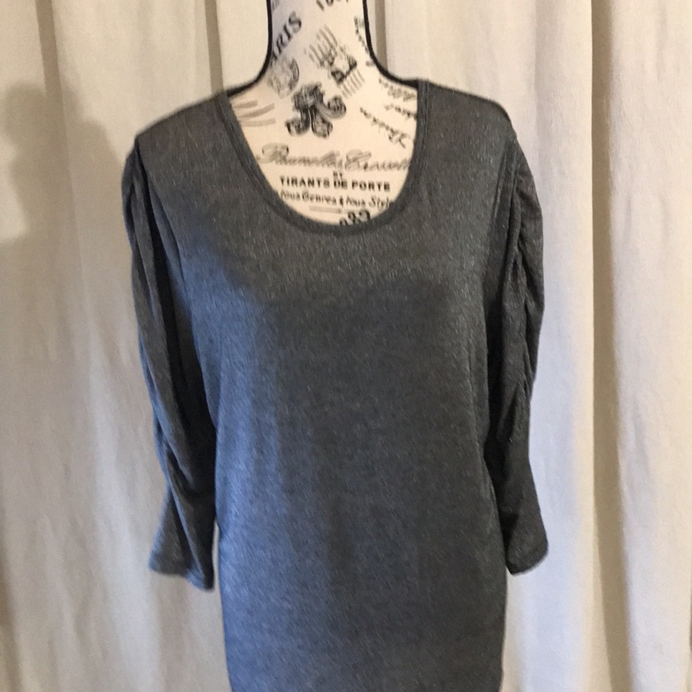 Silver ruched sleeve party top